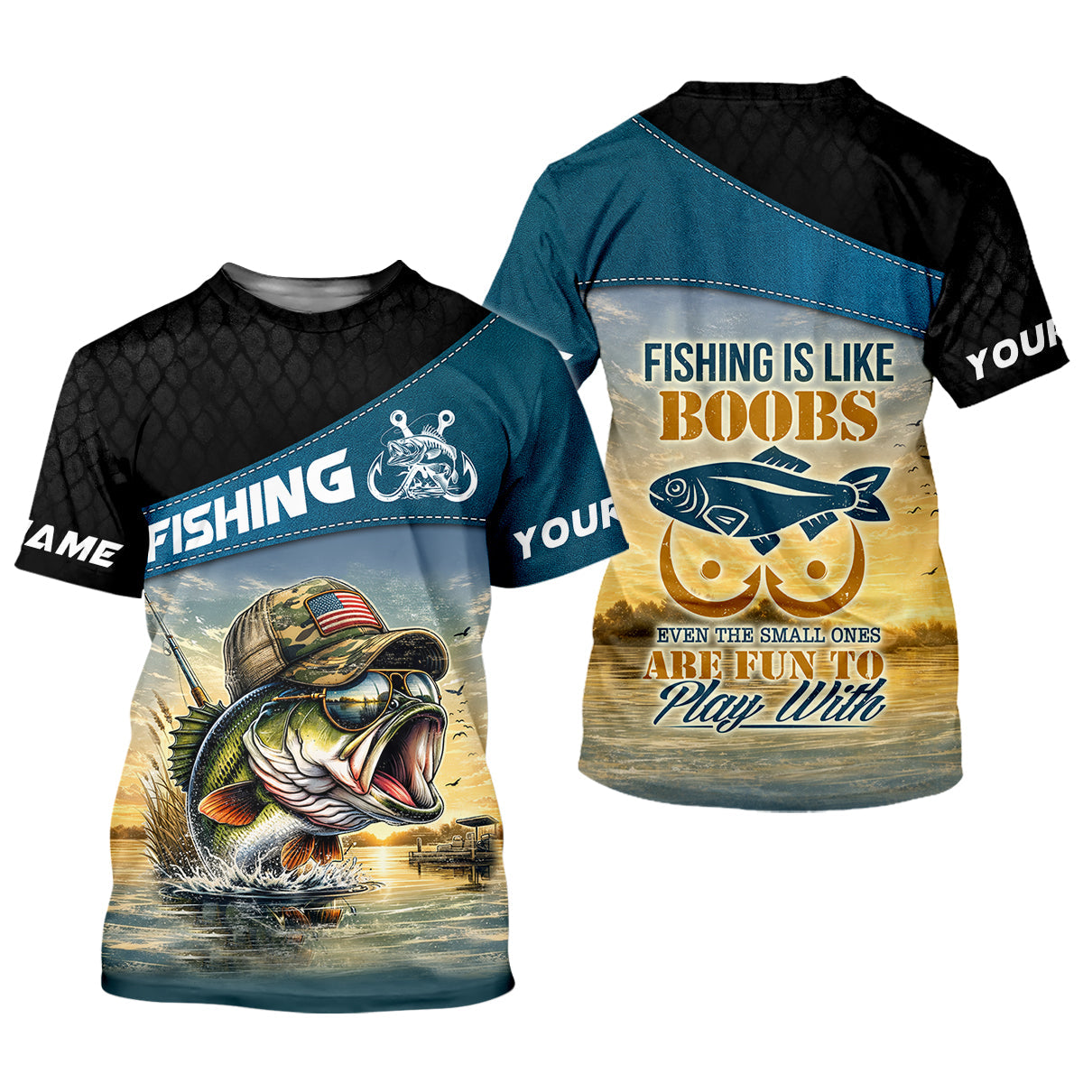 Funny Fishing Humor UPF Shirt, Personalized Bass Fishing Shirt for Men