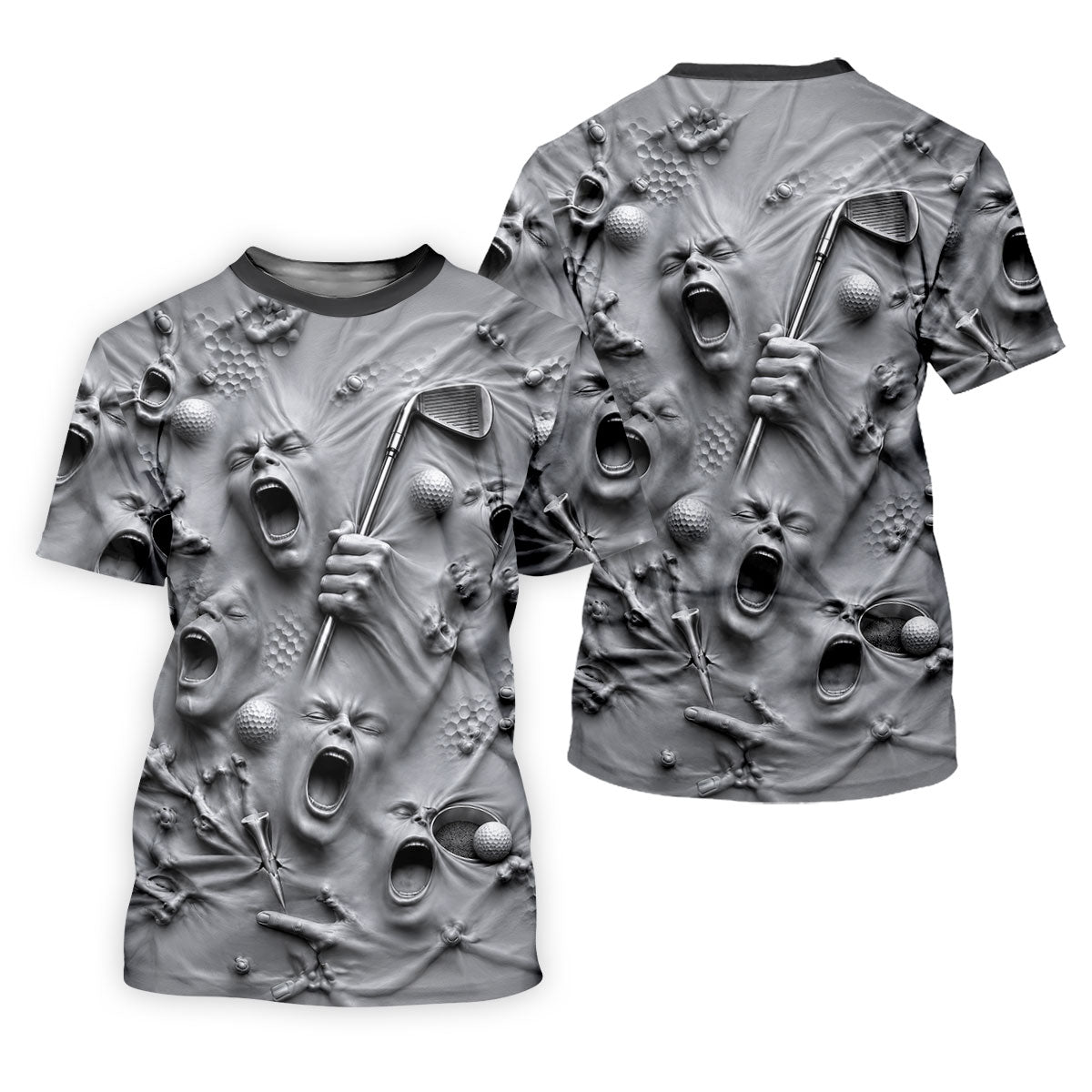 Screaming Face Halloween Golf Polo Shirt, Halloween Shirt For Men, Golf Shirts For Men
