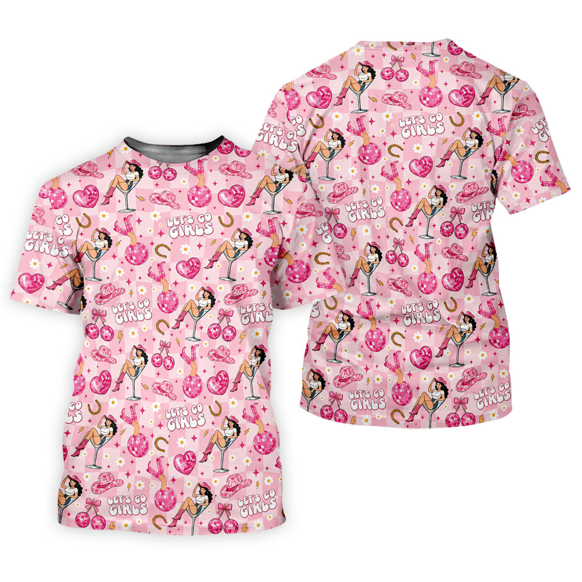 Let's Go Girls Pink Cowgirl Golf Polo Shirt, Ladies Golf Tops, Women's Golf Apparel