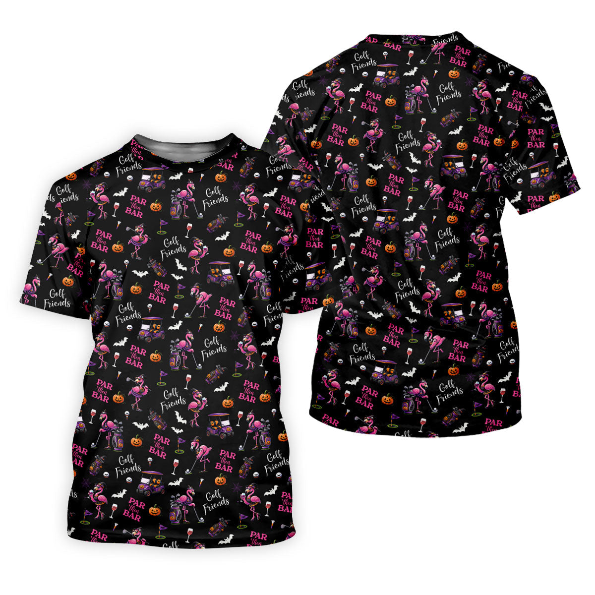 Black Par Then Bar Flamingo Halloween Shirt, Men's Golf Shirt, Hawaiian Golf Shirt