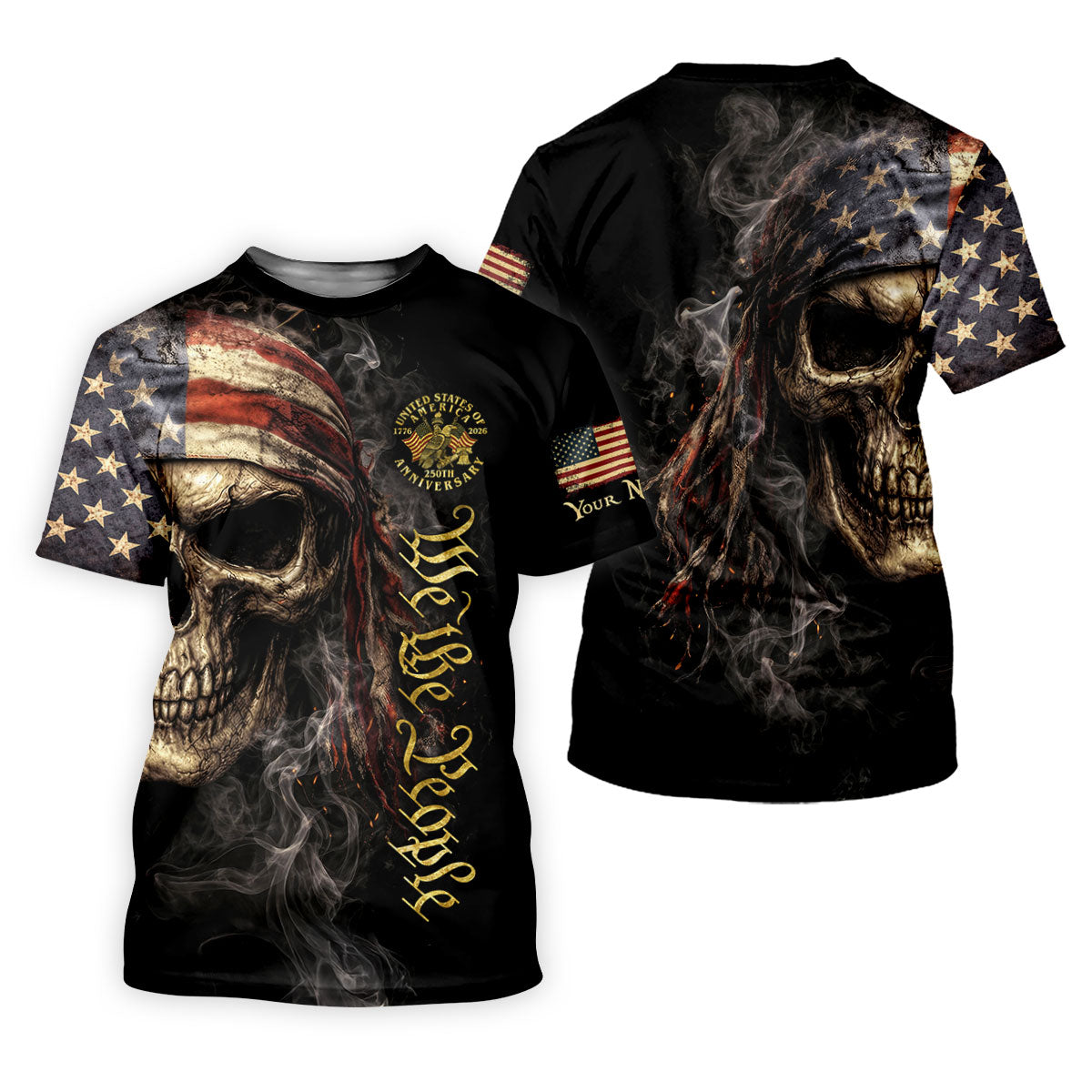 USA 250th Anniversary We The People Patriotic Skull Golf Shirt, 4th Of July Golf Shirts For Men