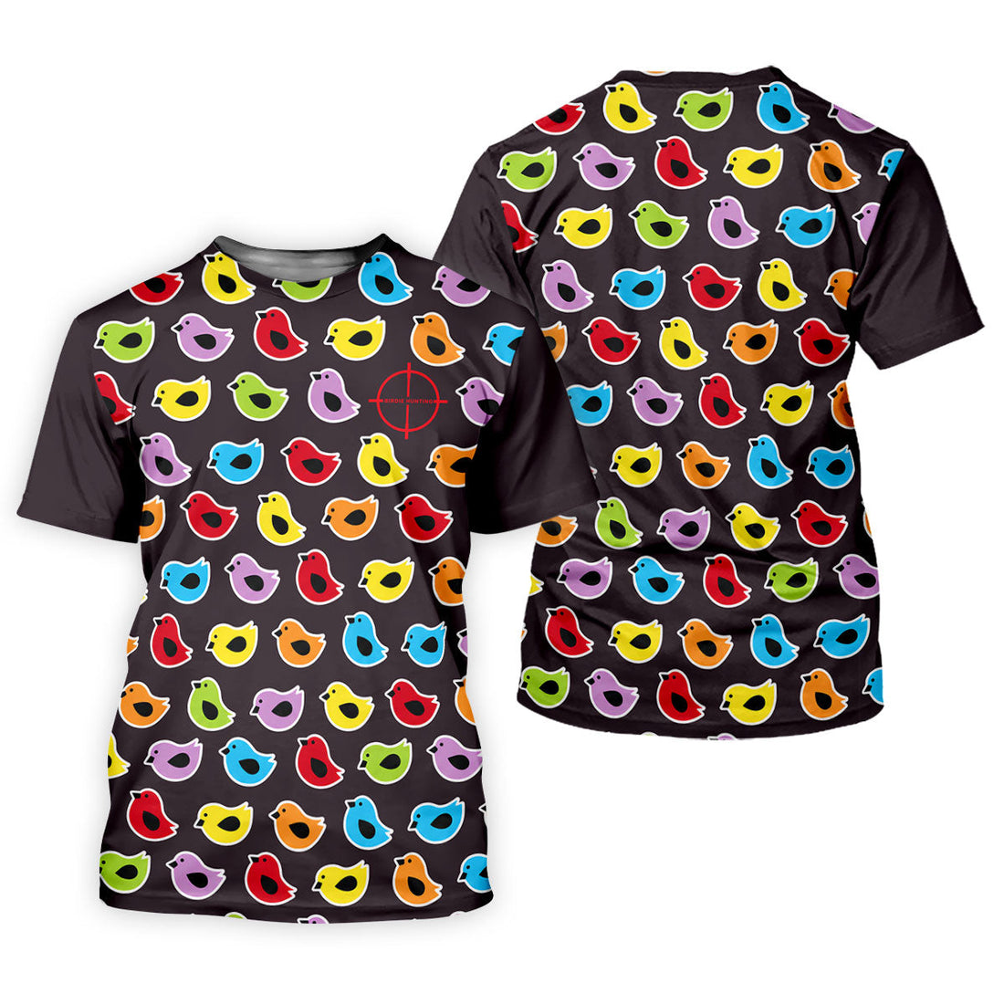 Black Colorful Birdie Hunting Golf Polo Shirt, Men's Golf Shirt, Golf Polo Shirts For Men