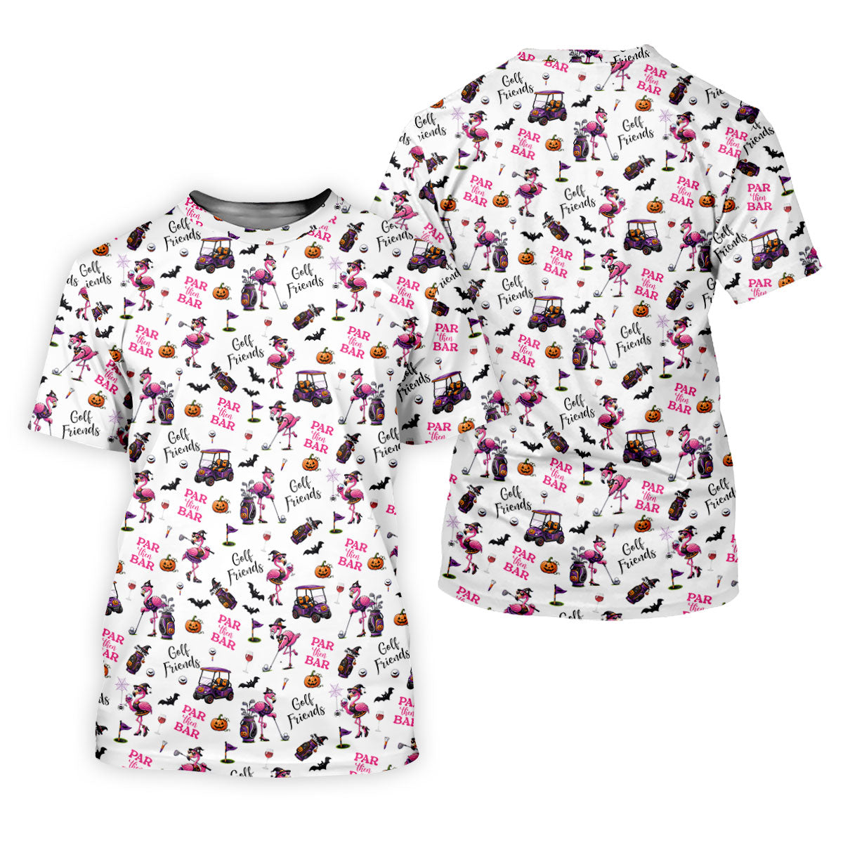 White Par Then Bar Flamingo Halloween Shirt, Women's Golf Apparel, Golf Tops For Women