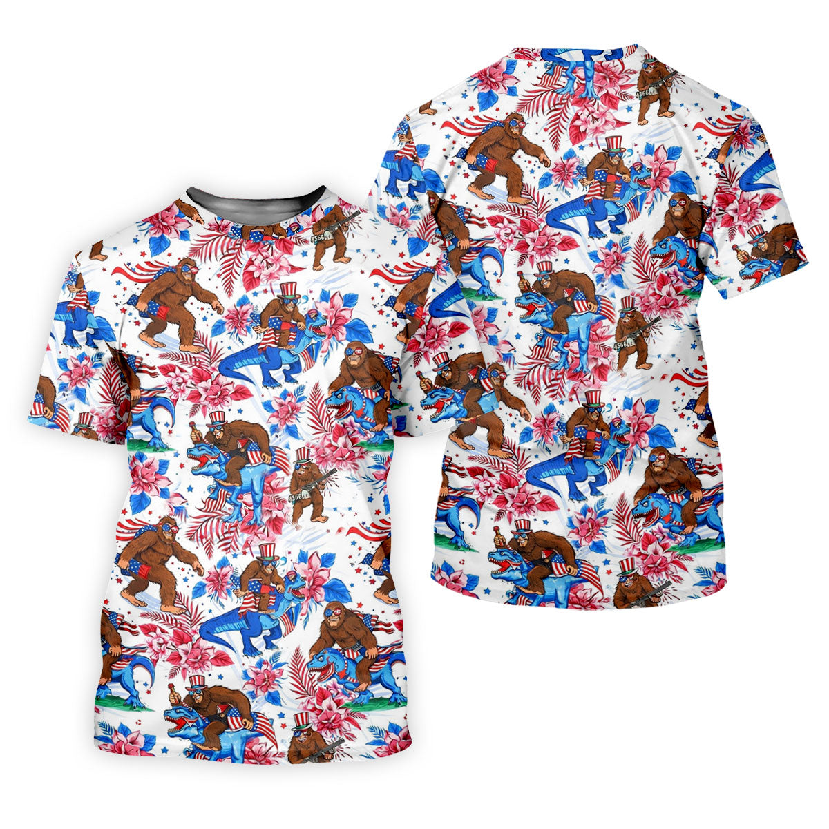 American Flag Patriotic Pride Funny Bigfoot Hawaiian Golf Shirt, 250th Anniversary Women's Golf Tops