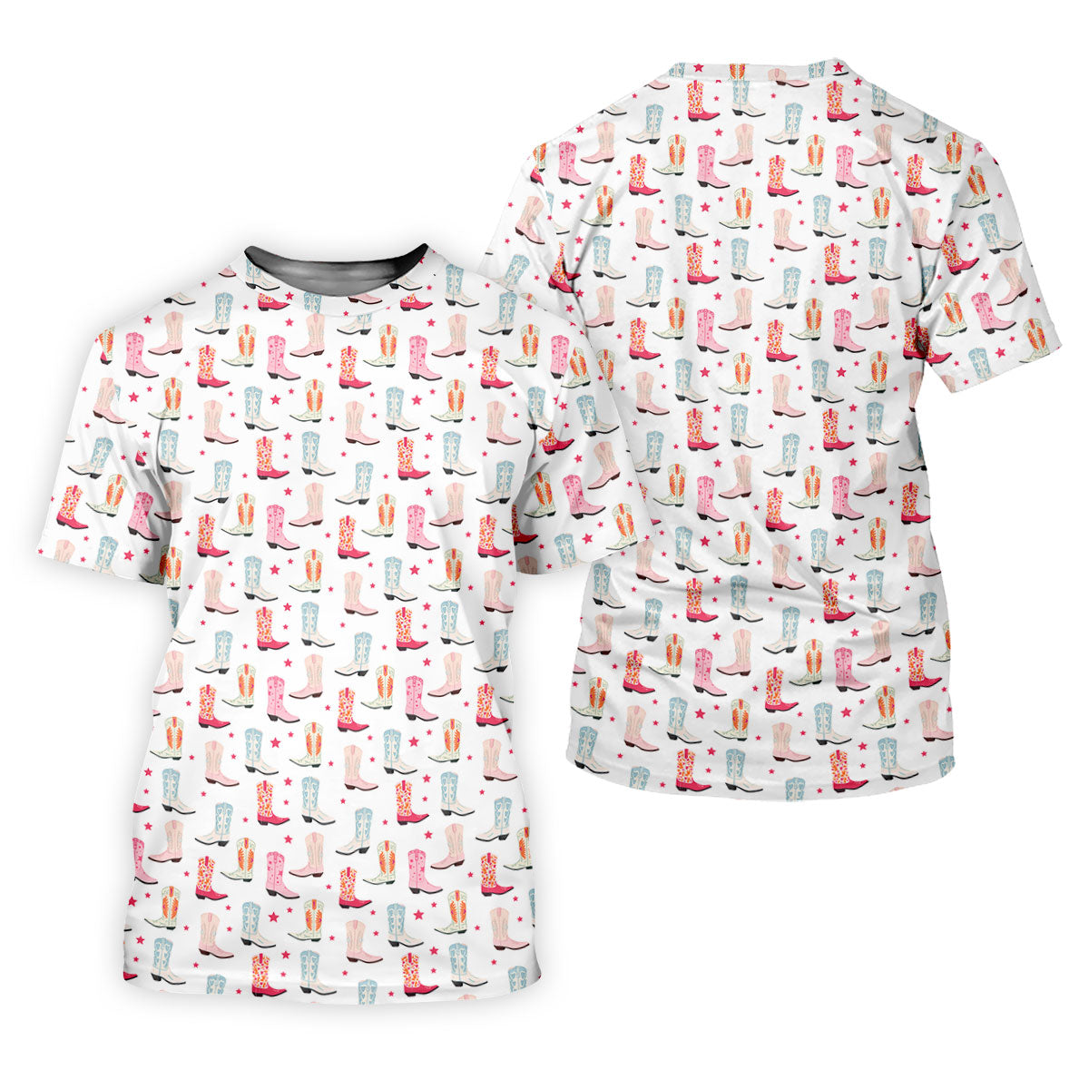 Western Boot Pattern Pastel Shades Retro Golf Shirt, Ladies Golf Polos, Golf Shirt For Women