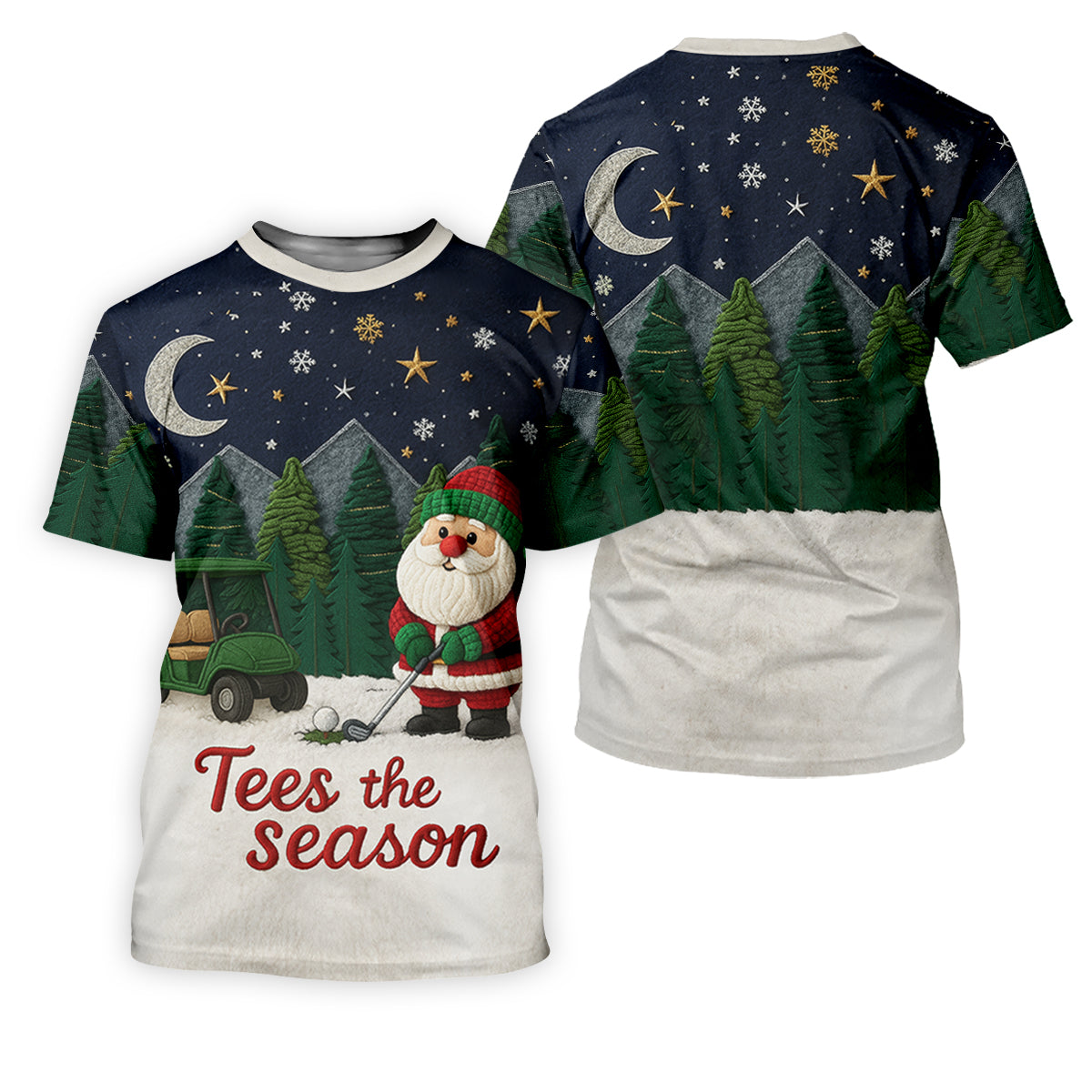 Santa Golfing Tees The Season Night Theme Christmas Golf Shirt, Women's Golf Tops, Ladies Golf Shirts