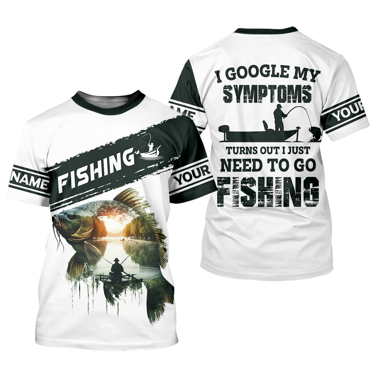 Personalized Funny Fishing Shirt, I Google My Symptoms Need To Go Fishing, Fishing UPF Shirts