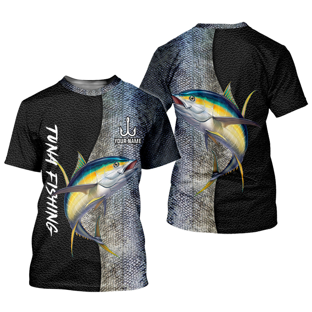 Tuna Fishing Saltwater Custom Name UPF Shirts, Tournament Fishing Shirts, Men's Fishing Shirt
