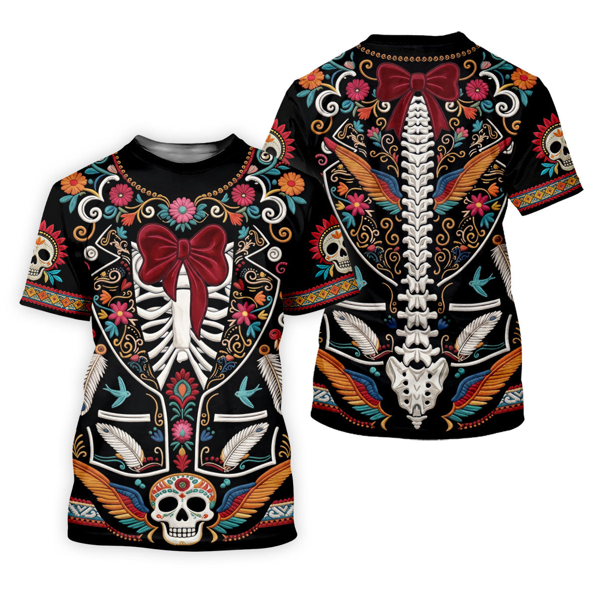 Skeleton With Flower Cinco De Mayo Celebration Golf Tops For Men, Fiesta Theme Golf Shirts For Men