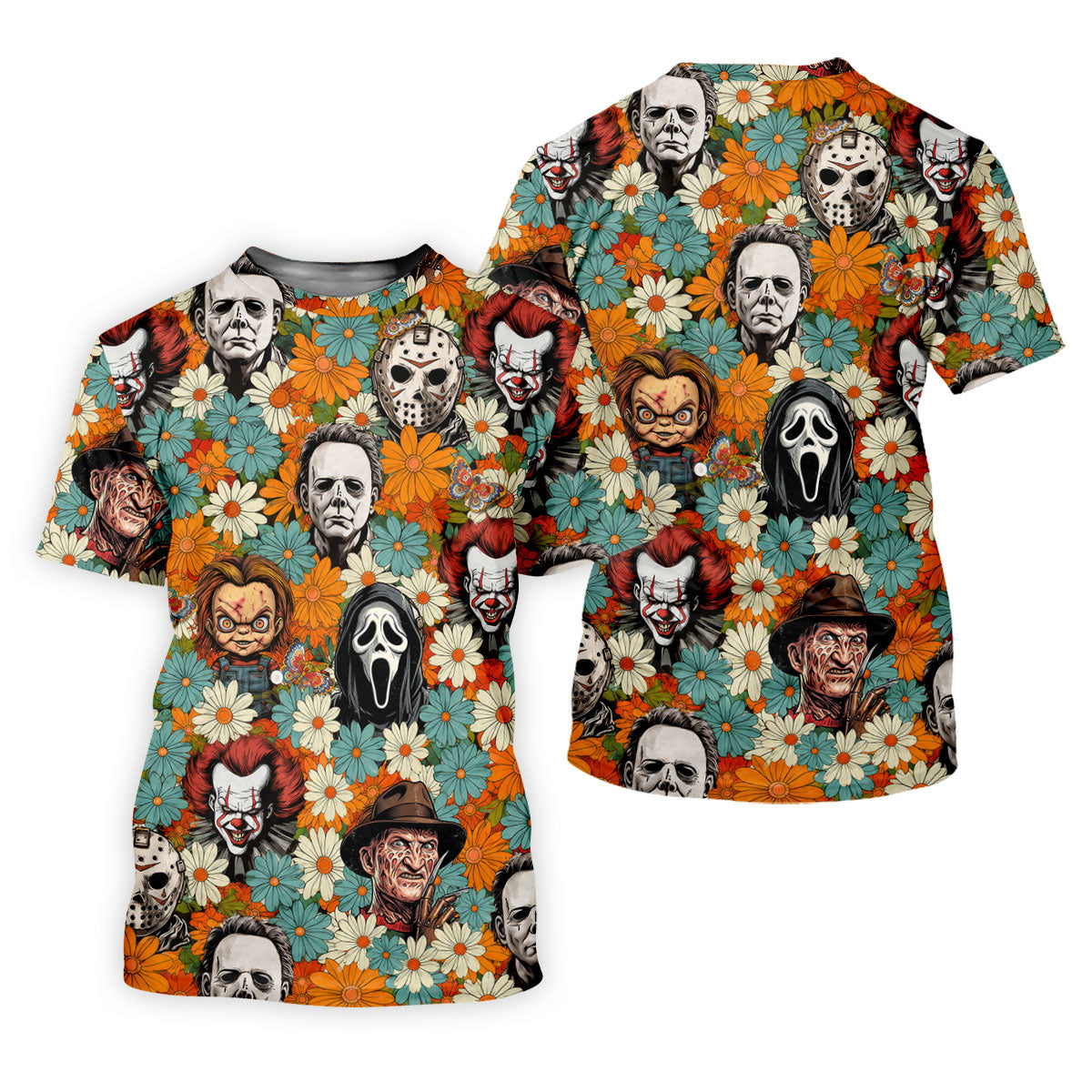 Floral Horror Character Halloween Golf Shirt, Women's Golf Apparel, Printed Golf Shirt