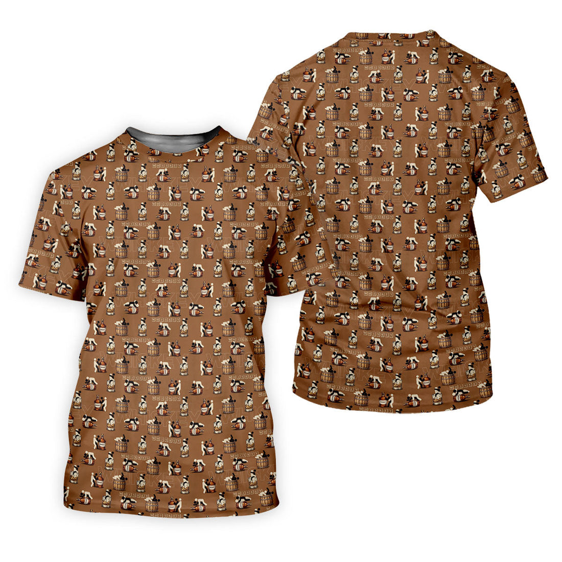 Brown Funny Whiskey Pattern Golf Polo Shirt, Ladies Golf Tops, Women's Golf Polo