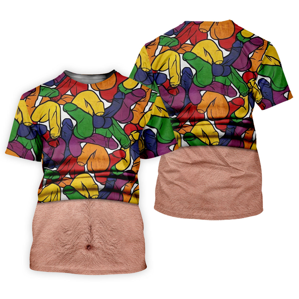 Funny Belly Illusion Colorful Pattern Polo Shirt, Mens Golf Polo, Golf Shirts For Men