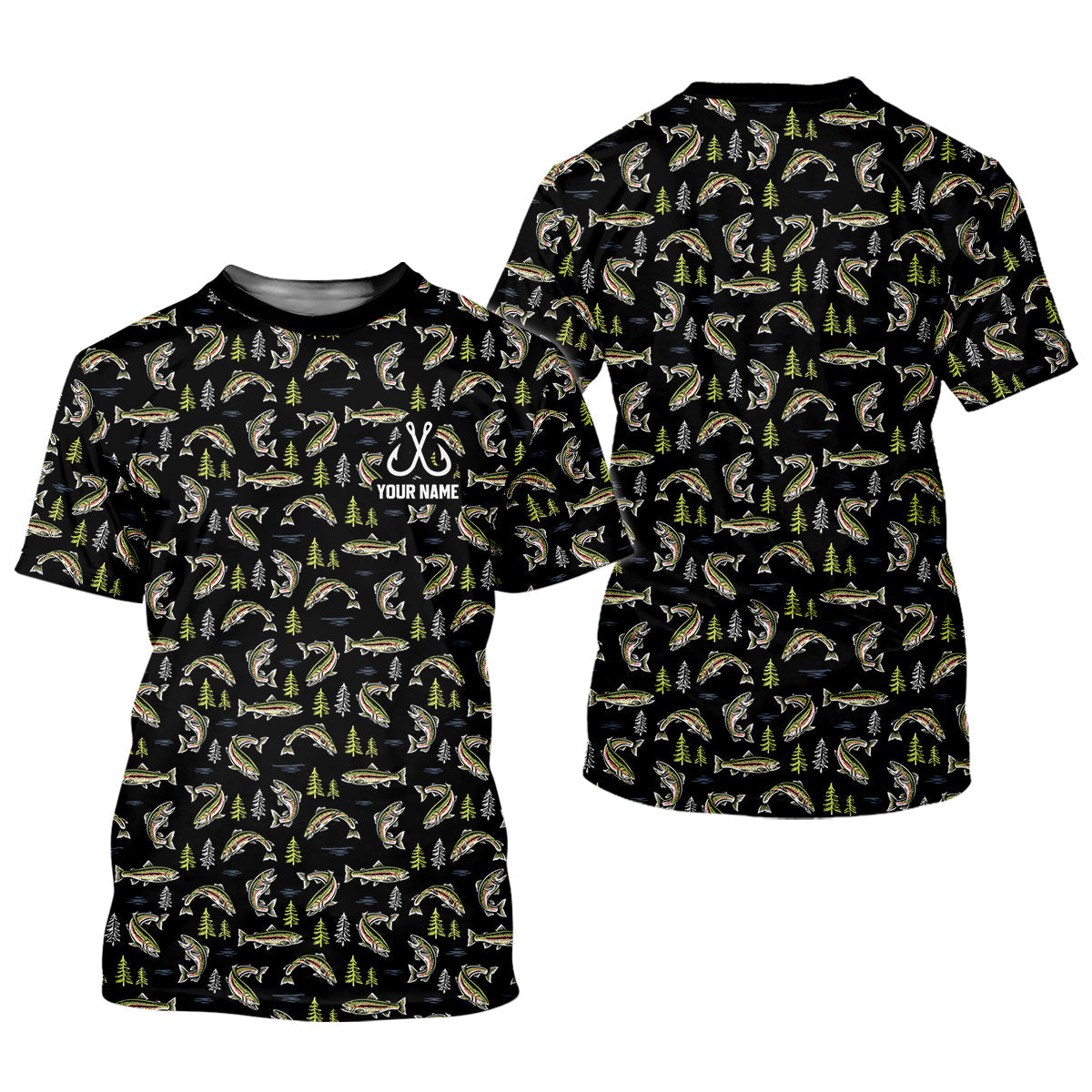 Rainbow Trout Pattern Fishing UPF Shirts, Fisherwomen Funny Fishing Shirt, Fishing Shirt For Women