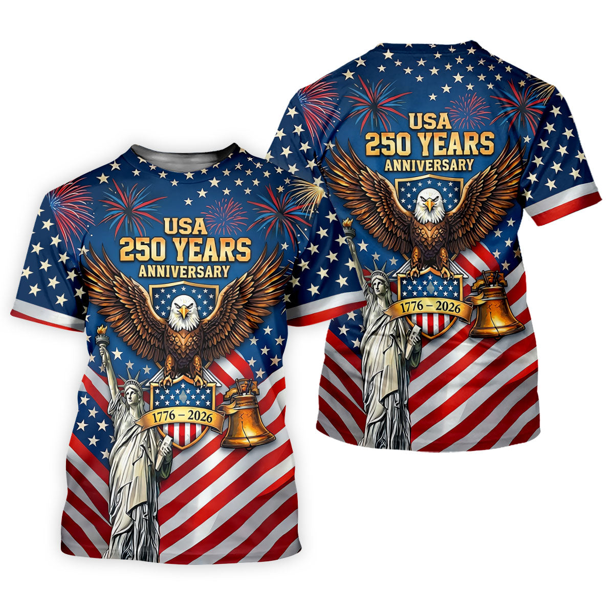 USA 250 Years Stars And Stripes Bald Eagle Golf Shirt, Patriotic 4th Of July Golf Shirt For Women