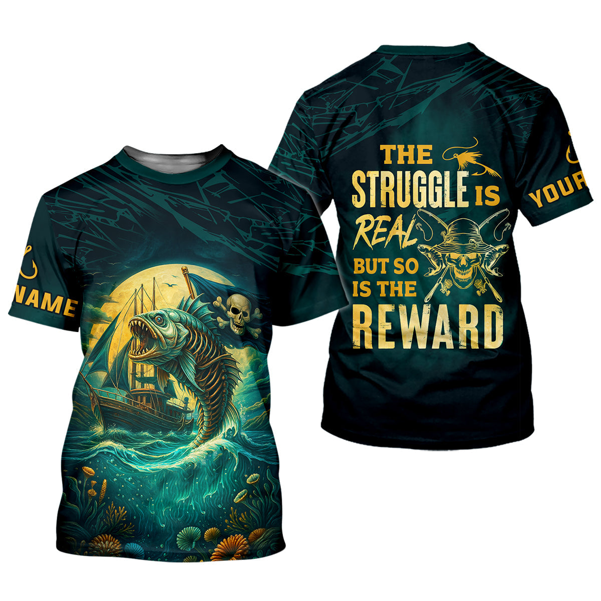 The Struggle Is Real But So Is The Reward Horror Fishing Women SPF Shirt, Female Fishing Shirts