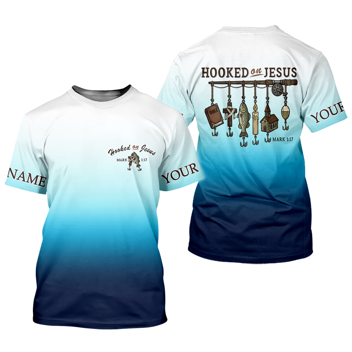 Personalized Fishing Shirt, Christian Fishing, Hooked On Jesus, Faith Fisherman Shirt, Fishing Gifts For Men
