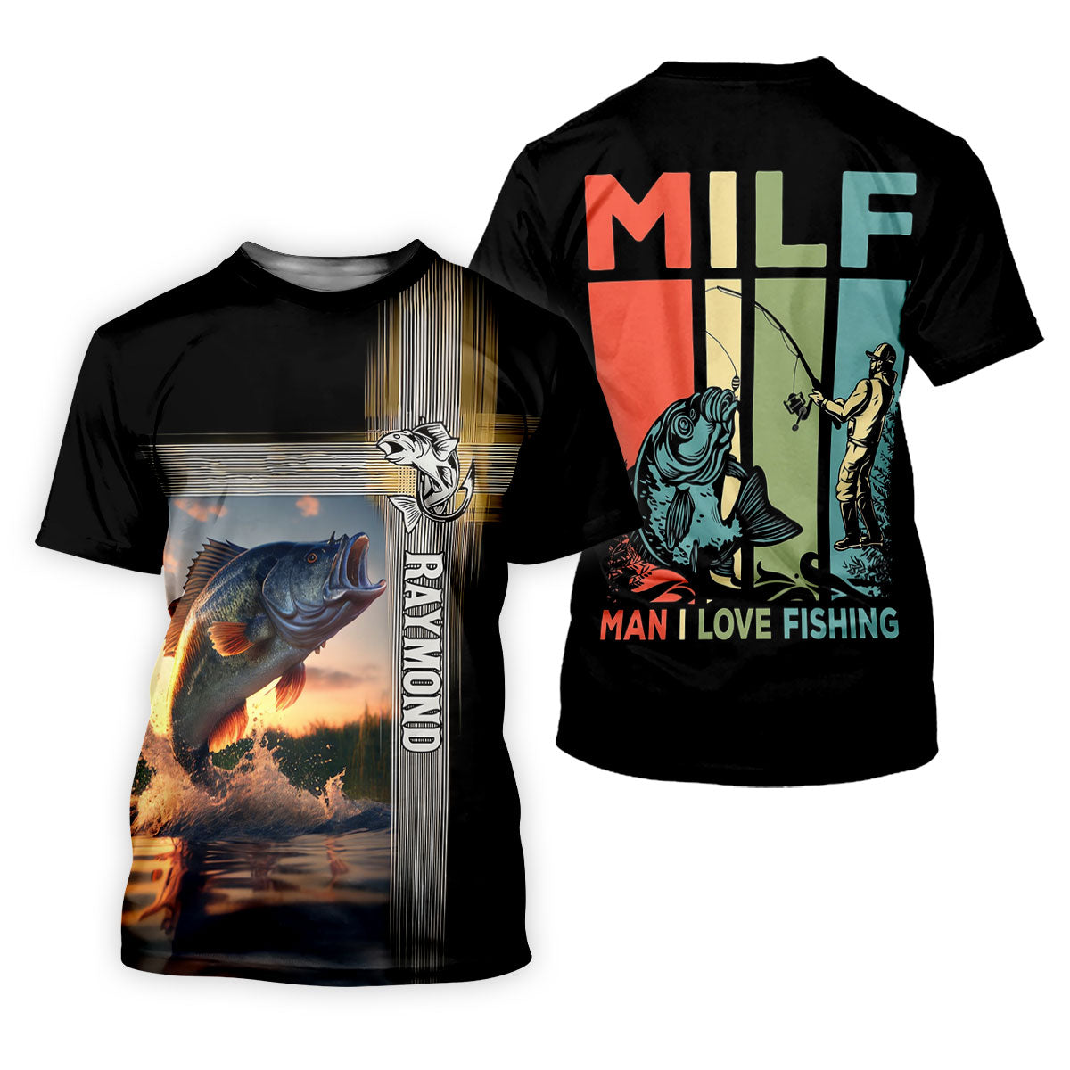 MILF Man I Love Fish Faith Cross Funny Fishing Shirt, Fishing UPF Shirts, Fishing Shirts For Men