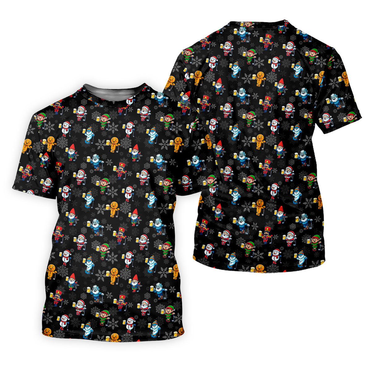 Classic Christmas Characters Black Golf Shirt, Christmas Golf Shirt, Fun Golf Shirts For Men, Polo Shirts For Men