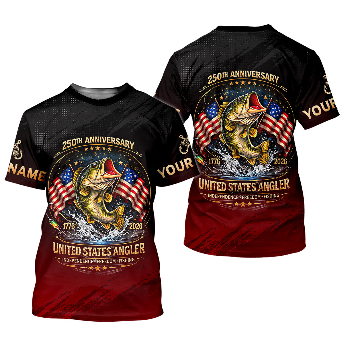 250th Anniversary Independence Freedom Fishing Patriotic Fishing Shirt, Fishing UPF Shirts, Fishing Shirts For Men