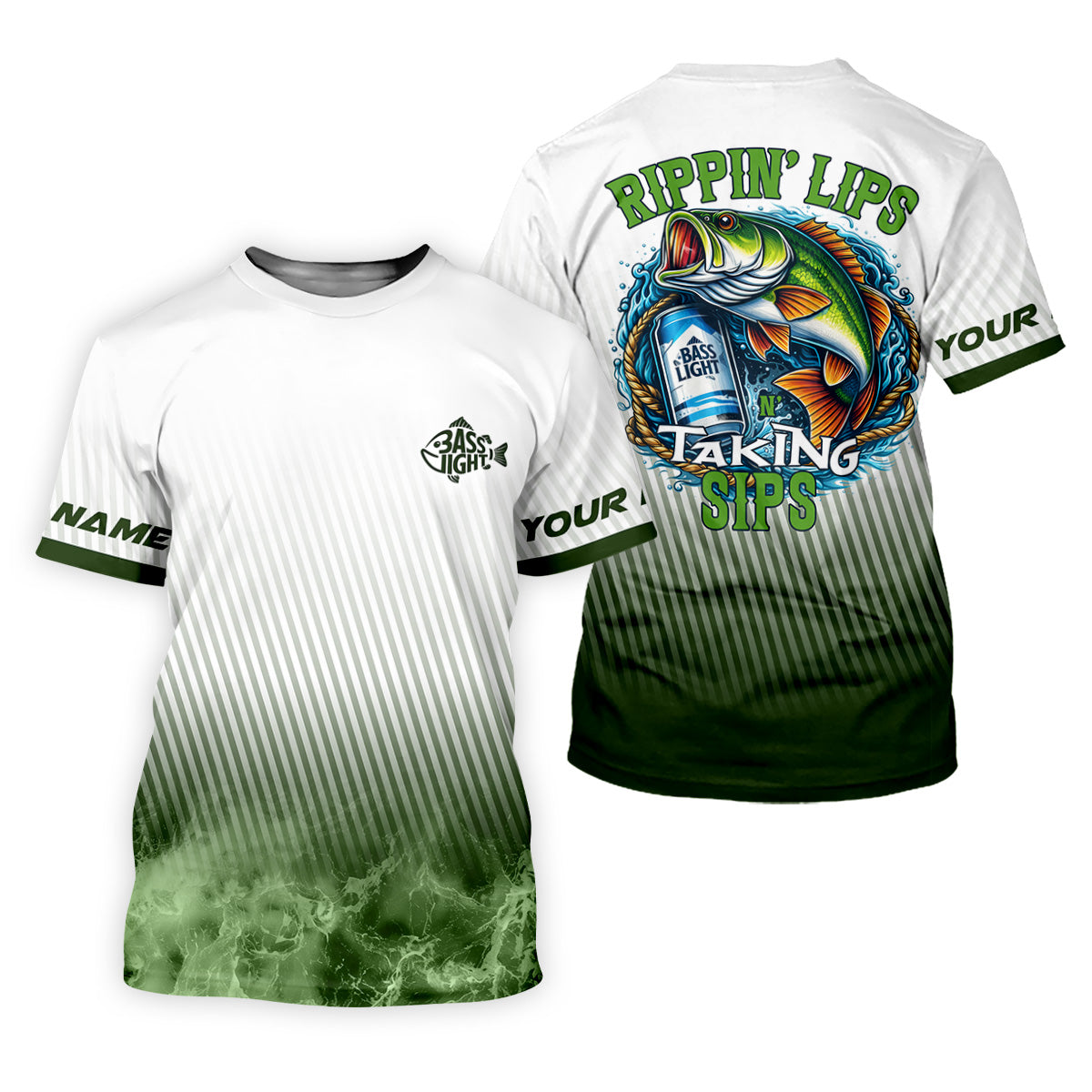 Rippin’ Lips & Takin’ Sips – Bass Fishing Shirt, Fishing UPF Shirts, Funny Fishing Shirt