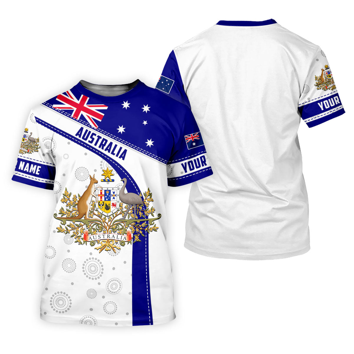 Australian Coat Of Arms Golf Tops For Men, Australia Flag Print Polo Shirts For Men