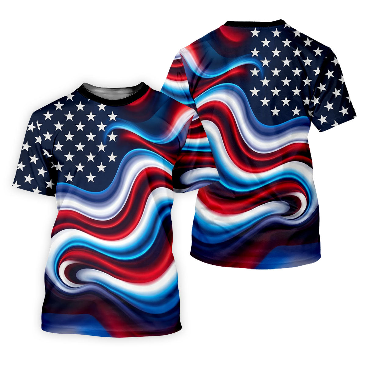 Star Pattern Red White Blue Wavy Stripes 250th Anniversary, Patriotic 4th Of July Golf Shirt For Women