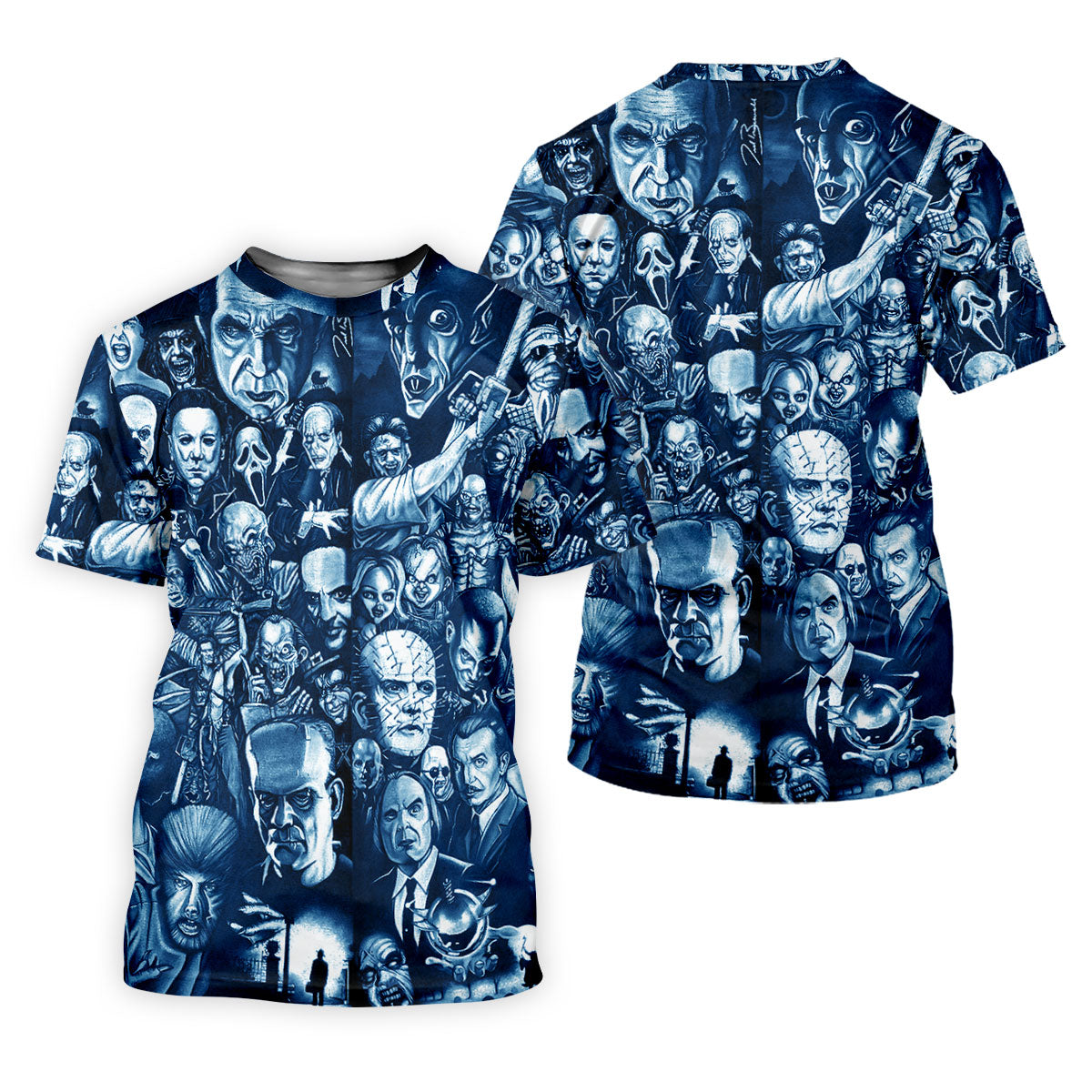 Horror Character Collage Halloween Polo Shirt, Printed Golf Shirts, Golf Apparel For Men