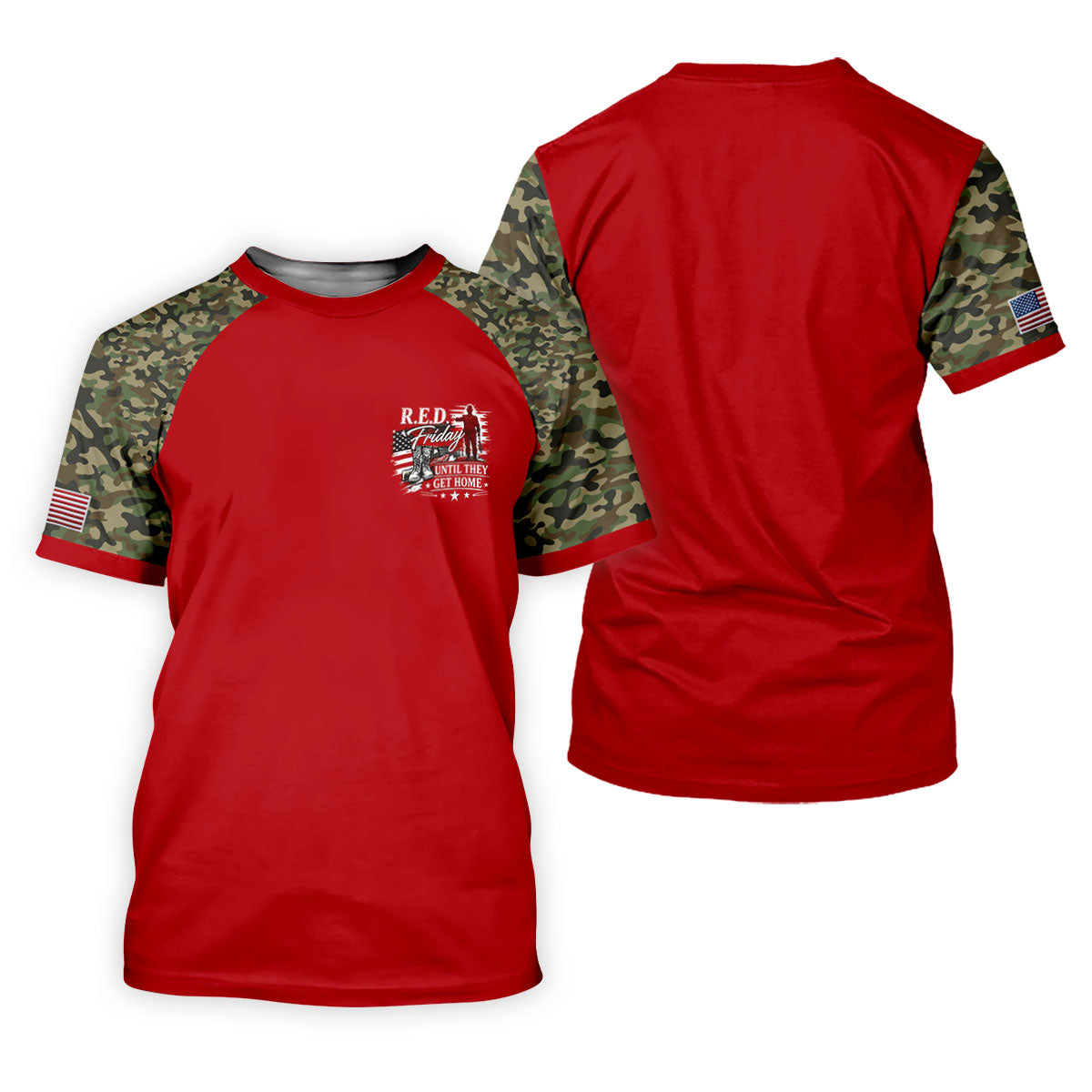 RED Friday Untill They Get Home Red Camo Golf Shirt, Veteran Memorial 250 Years Polo Shirts For Men
