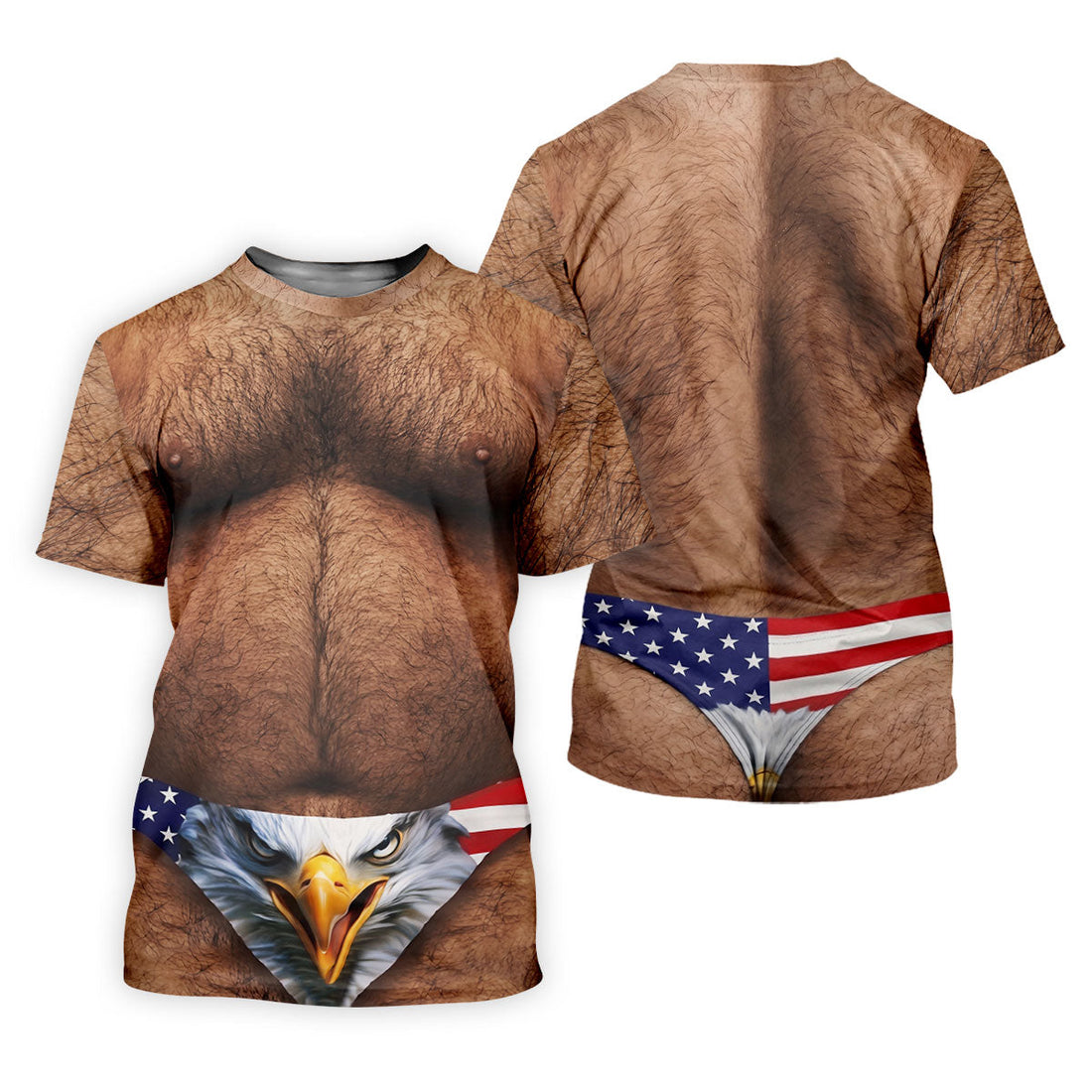 Hairy Body Funny Eagle American Flag Women Golf Shirt, 250th Anniversary 4th Of July Ladies Golf Shirt