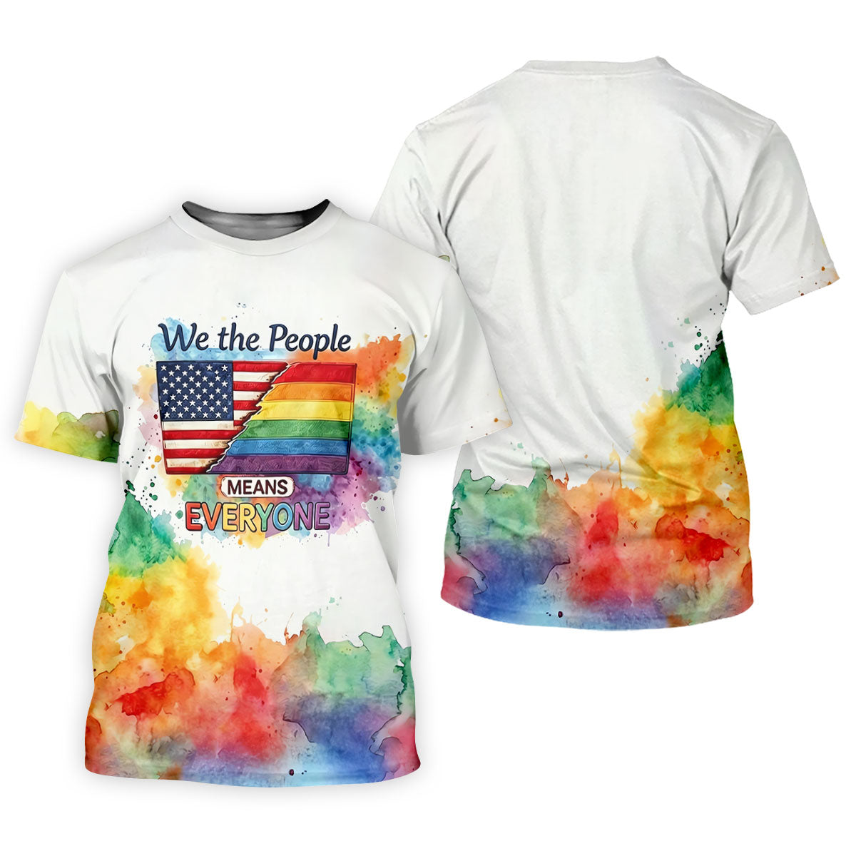 We The People Means Everyone Water Color Print Golf Shirt, LGBTQ Month Golf Shirt For Women