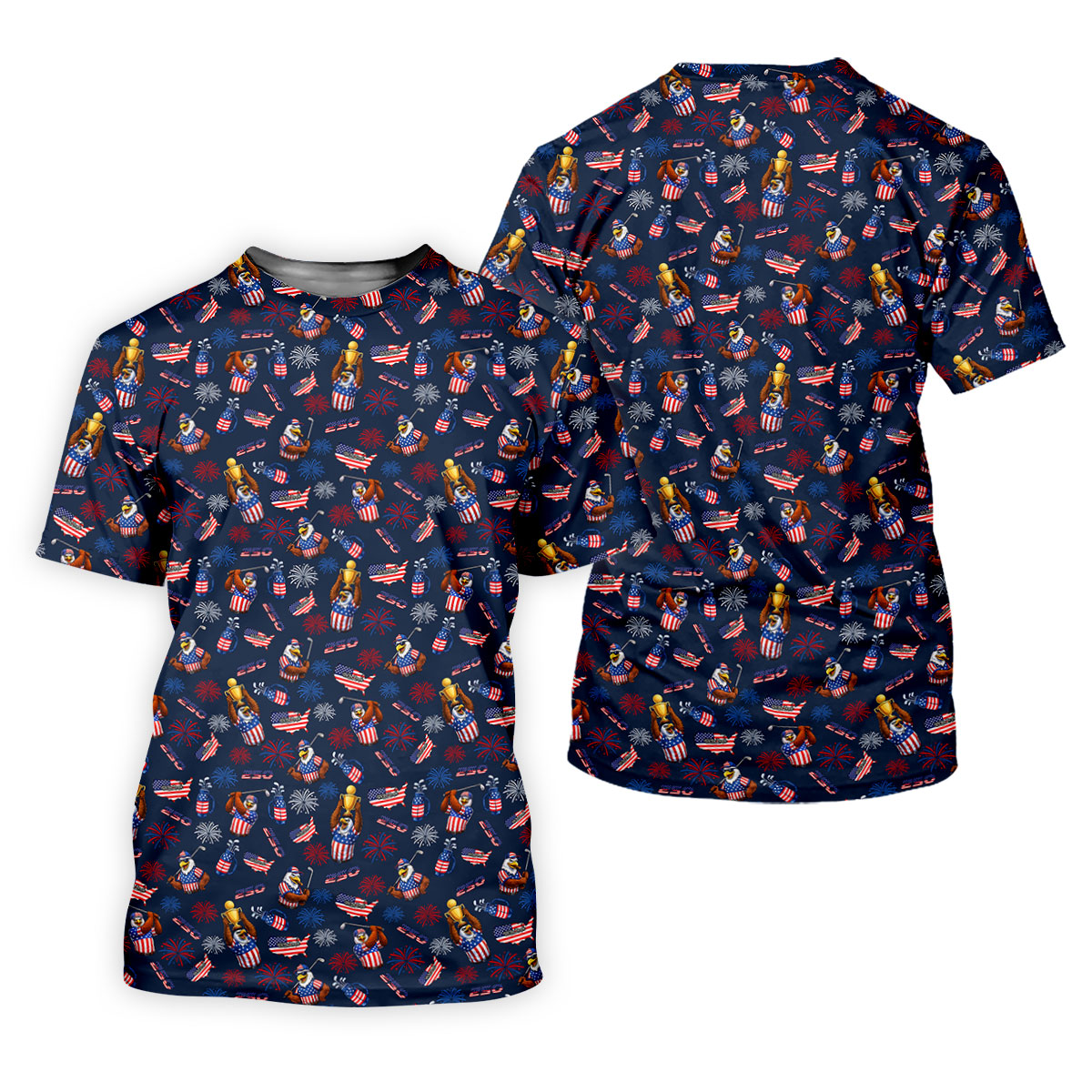 Patriotic Bald Eagle 250 Celebration Ladies Golf Tops, Patriotic 4th Of July Golf Shirt For Women