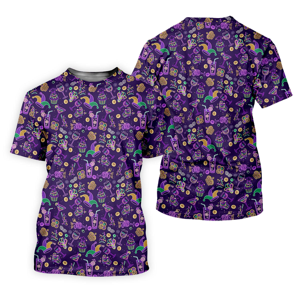 Mardi Gras Food Green Gold Purple Women's Golf Tops, Women's Golf Shirts, Ladies Golf Polos