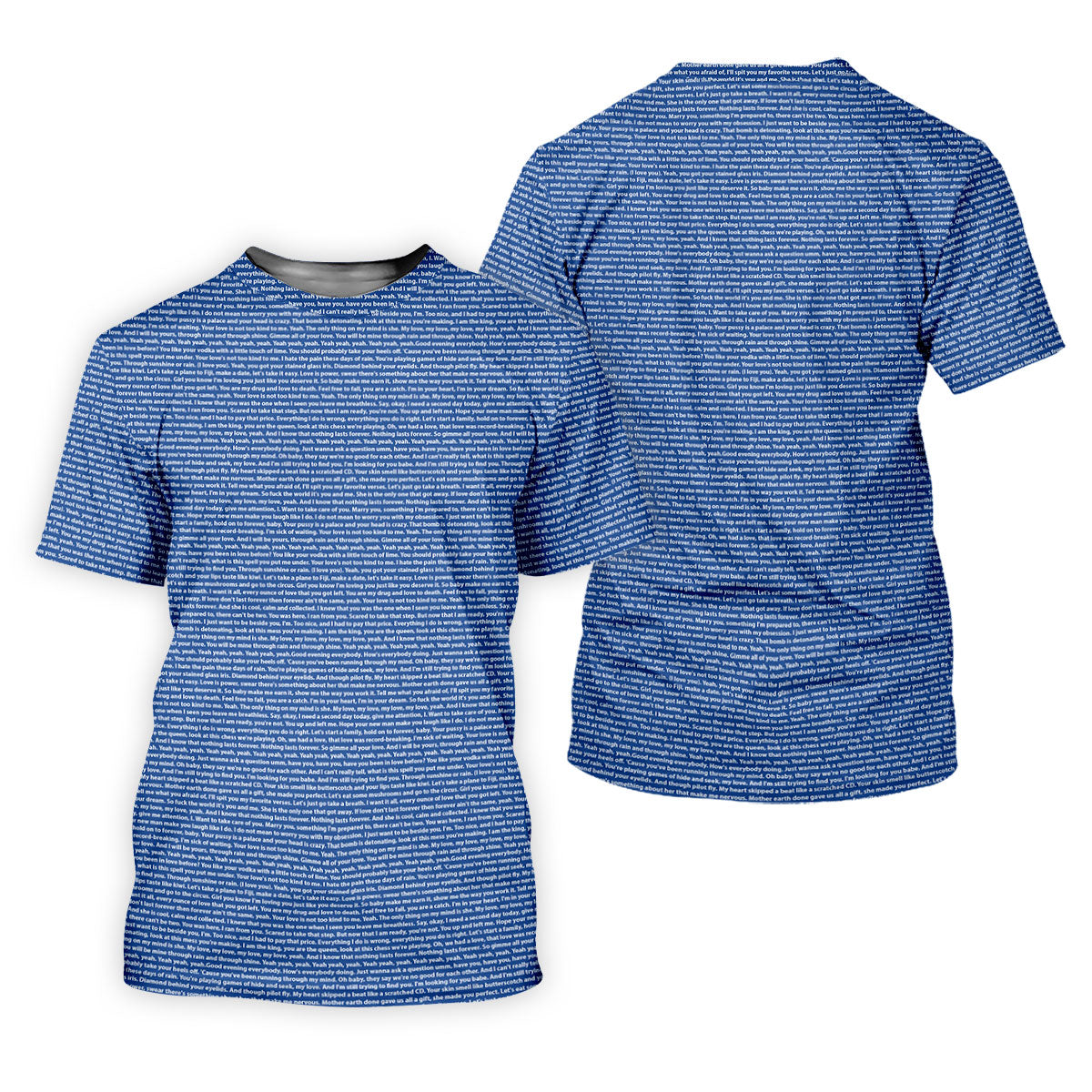 Blue Text Pattern Golf Polo Shirt, Ladies Golf Shirts, Golf Tops For Women