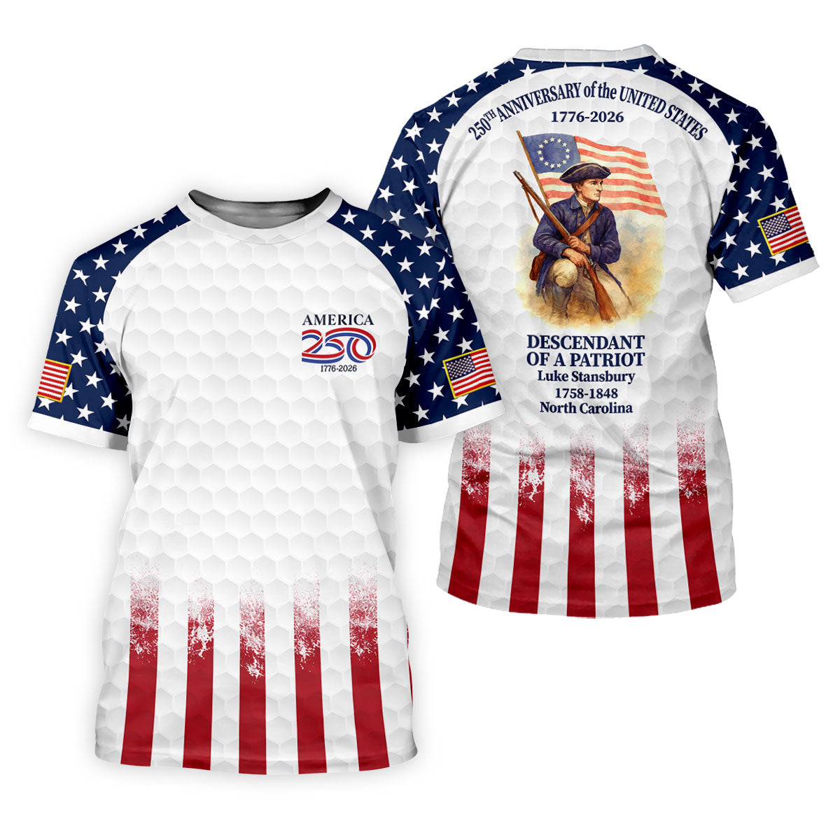 250th Anniversary Descendant Of A Patriot American Flag Golf Shirt, Patriotic 4th Of July Golf Shirt For Women