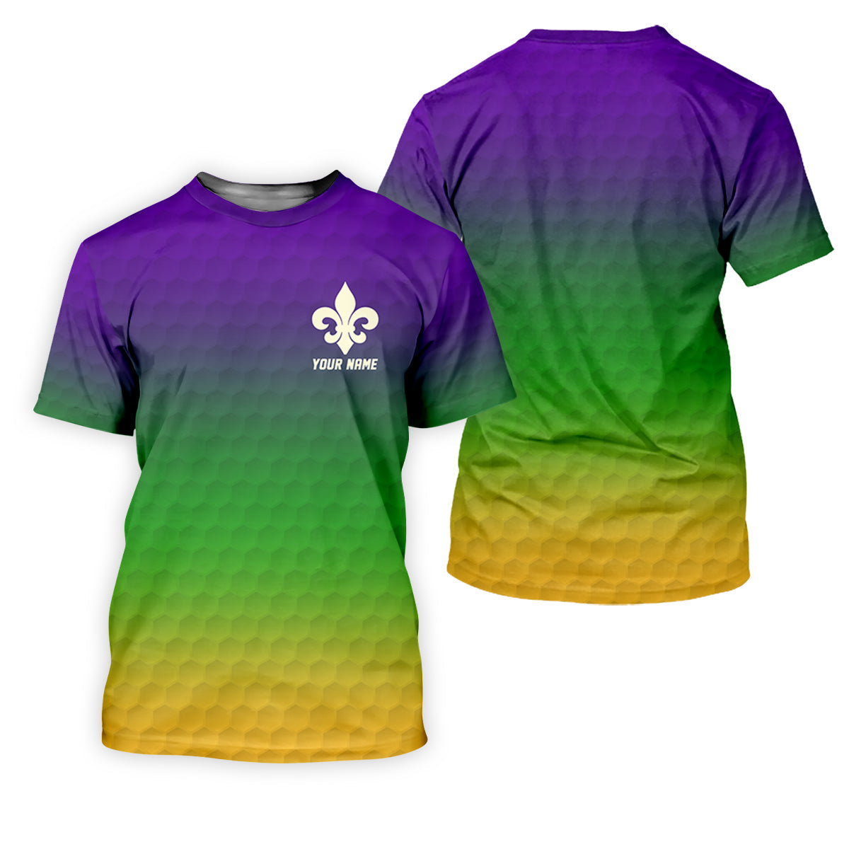 Purple Green Gold Golf Ball Pattern Mardi Gras Golf Shirt, Ladies Golf Polos, Golf Shirt For Women