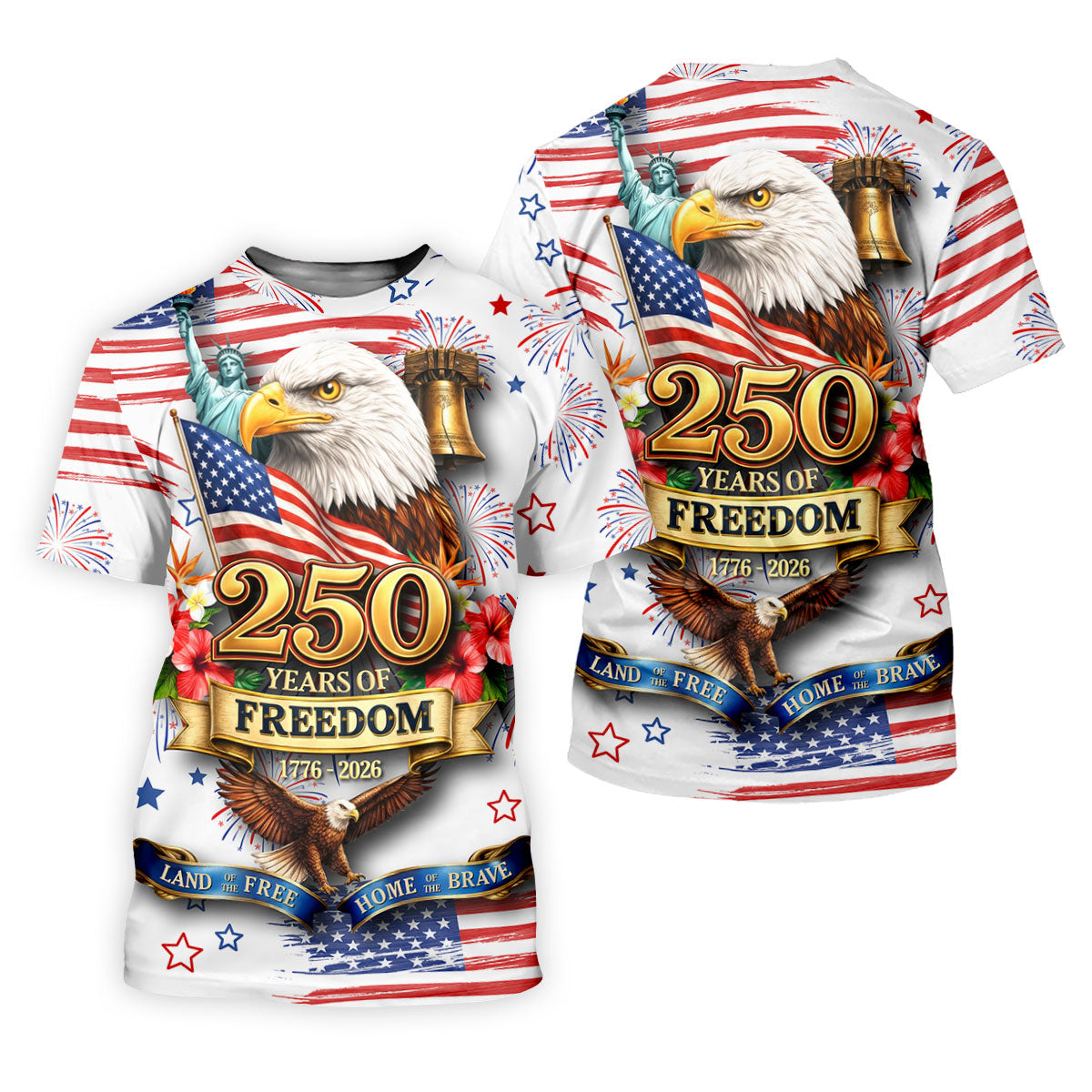250 Years Of Freedom 1776-2026 White 4th Of July Women Golf Top, 250th Anniversary Patriotic Golf Shirt