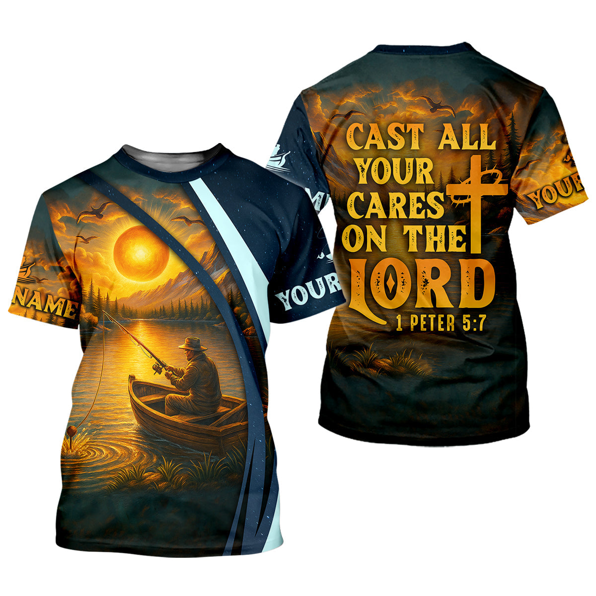 Cast All Your Cares On The Lord Christian Fishing SPF Shirt For Men, Fisherman Gift, Men's Fishing Shirt