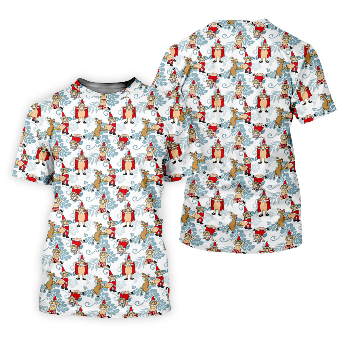 Funny Santa Reindeer Christmas Hawaiian Polo Shirt, Mens Golf Polo, Golf Shirts For Men