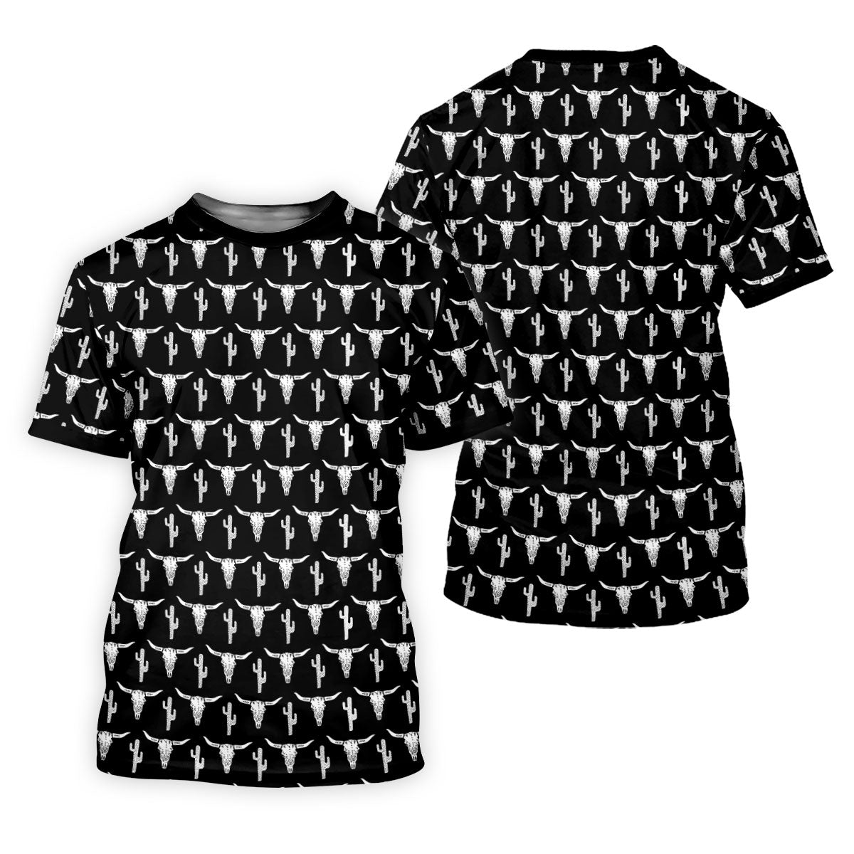 Longhorn Cow Skull Western Theme Black Women Golf Top, Ladies Golf Shirts, Golf Shirt For Women