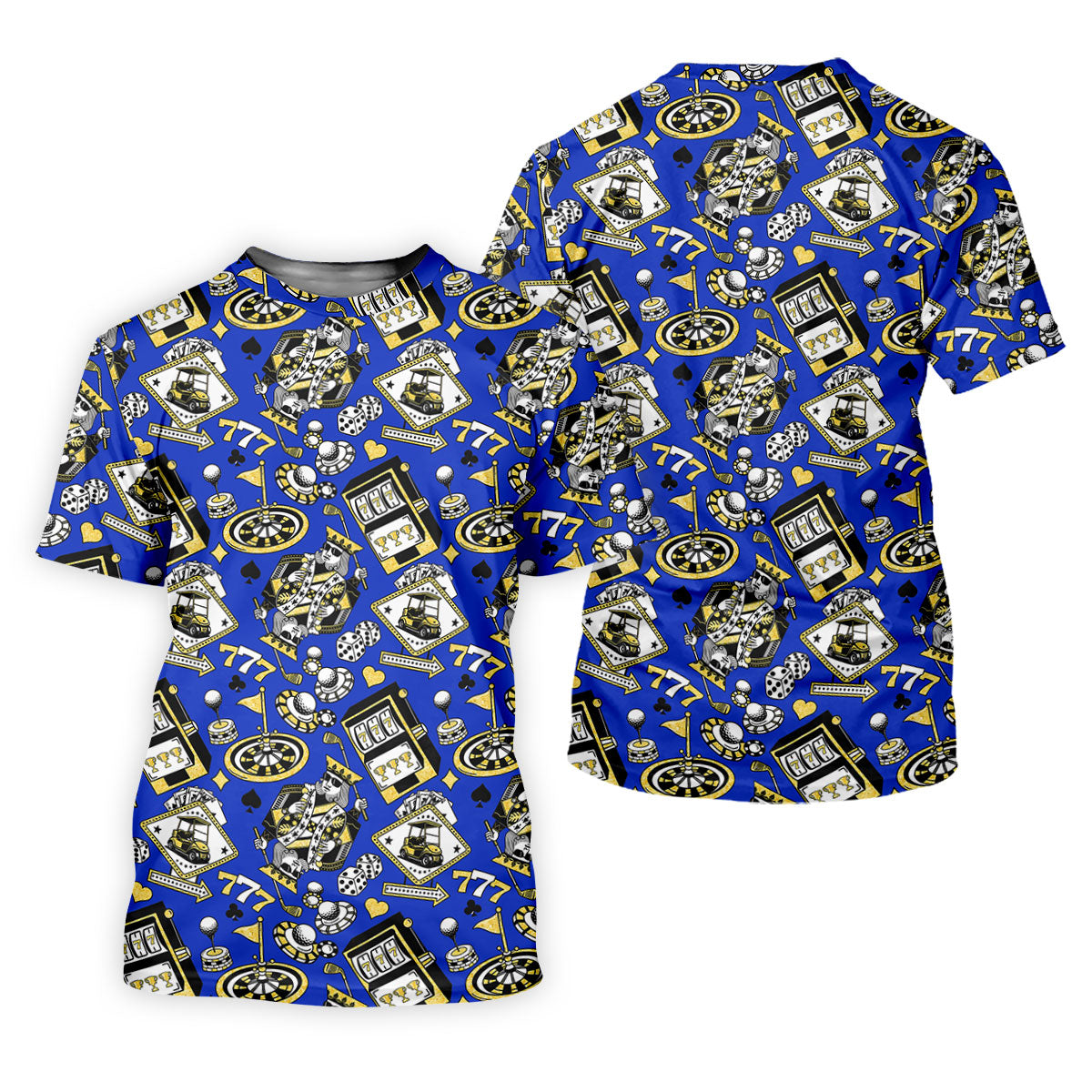 Casino Golf Pattern Blue Hawaiian Golf Polo Shirt, Women's Golf Polo, Golf Shirts For Women