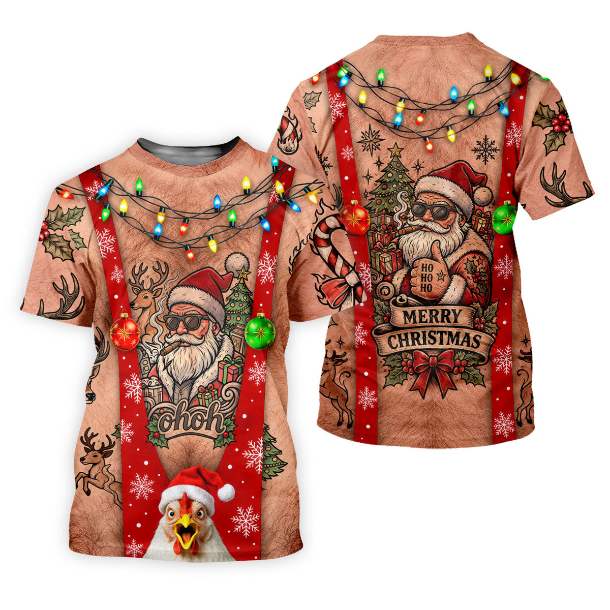 Funny Santa Suspenders Christmas Golf Polo Shirt, Women's Golf Tops, Golf Tops For Women