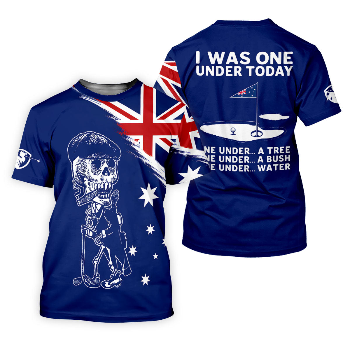 I Was One Under Today Skeleton Golfer Australia Flag Print Golf Tops For Men, Polo Shirts For Men