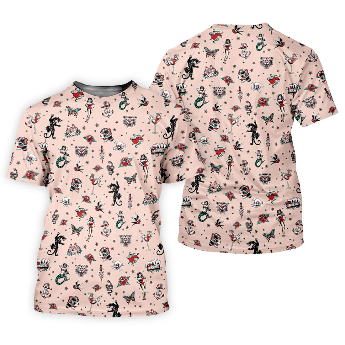 Vintage Tattoo Flash Icon Golf Polo Shirt, Golf Polo Shirts For Men, Mens Golf Apparel