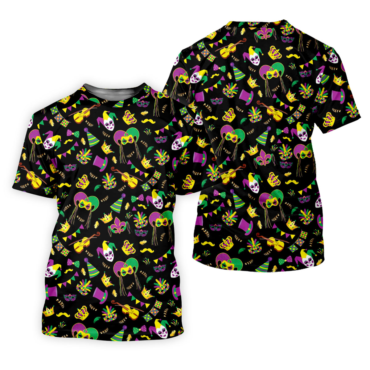 Festive Mask Purple Green Gold Mardi Gras Golf Shirt, Women's Golf Tops, Ladies Golf Polos
