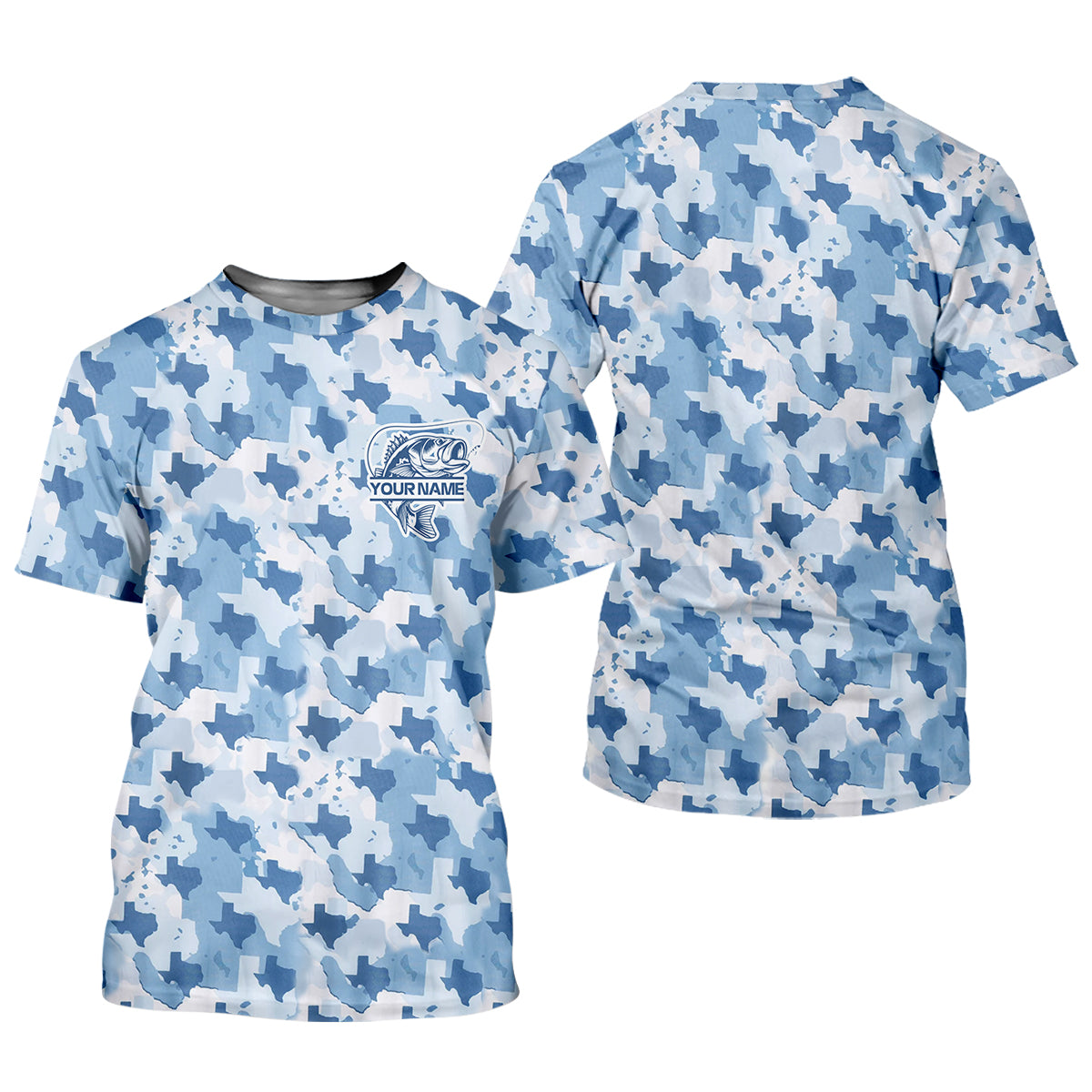 Texas Camo Blue Fishing UPF Shirts, Performance Fishing Shirts, Fishing Gifts For Men, Men's Fishing Shirt