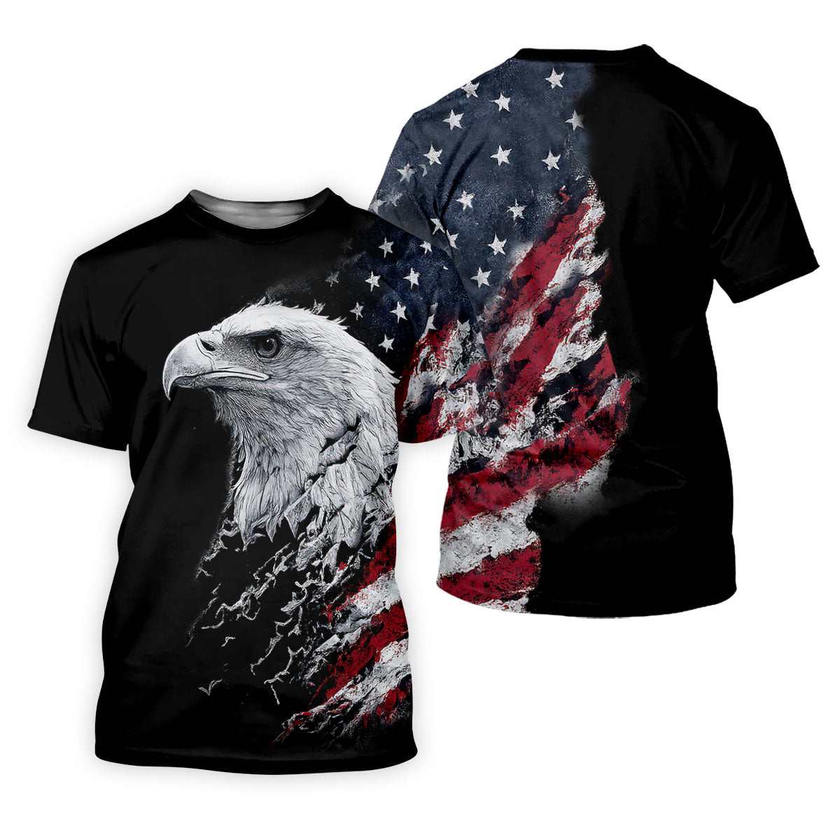 American Flag Bald Eagle Shattering Effect Golf Shirt, Patriotic Golf Shirt, Golf Shirts For Men