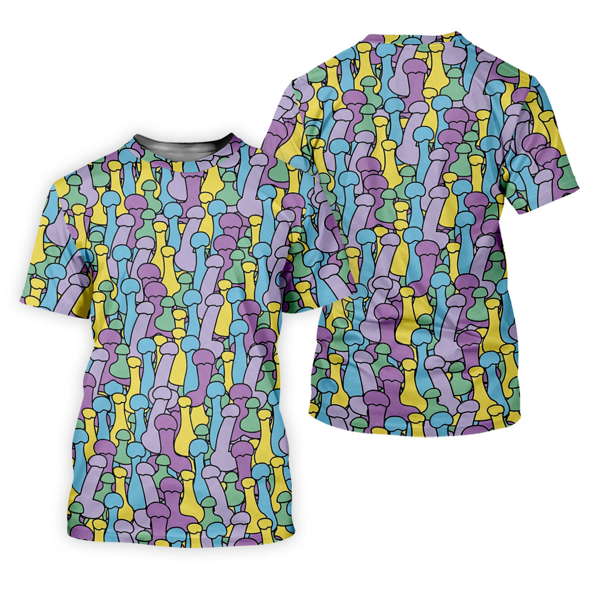 Funny Colorful Adult Humor Pattern Polo Shirt, Mens Golf Shirts, Golf Apparel For Men