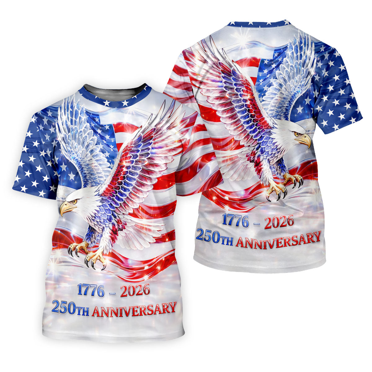Bold Eagle American Flag Golf Shirt, Patriotic 4th Of July 250 Years Golf Shirt For Women