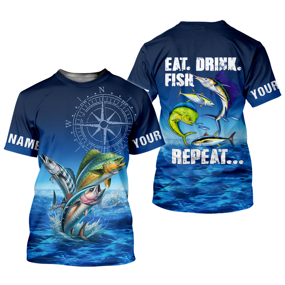 Eat Drink Fish Repeat Funny Fishing Shirt, Fishing UPF Shirts, Fishing Shirts For Men