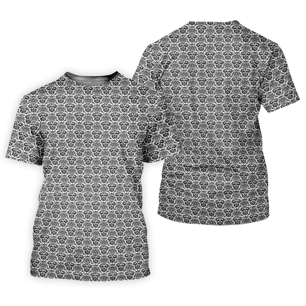 Vintage Monochrome Damask Golf Polo Shirt, Printed Golf Shirts, Mens Golf Shirts